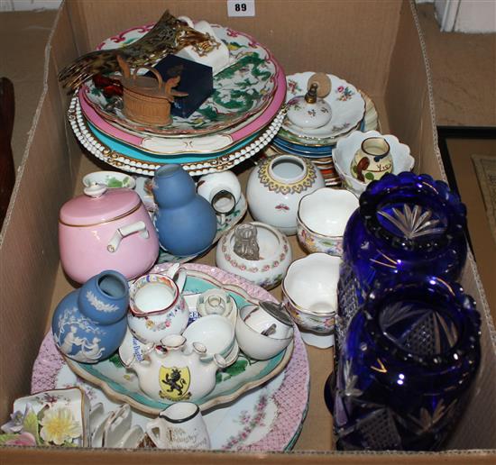 Quantity of china etc including enamel pill box